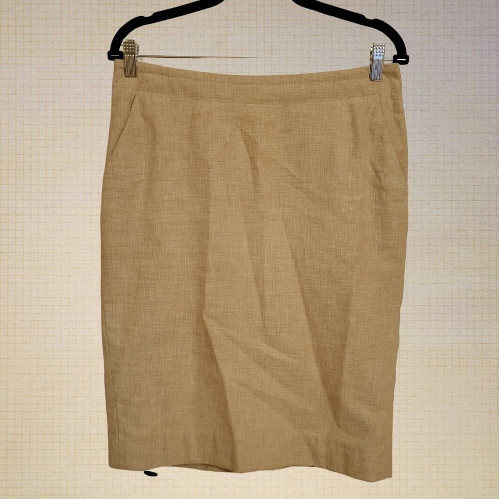 Beige Cotton Pencil Skirt Banana Republic Midi Size 6 Business Casual Pockets